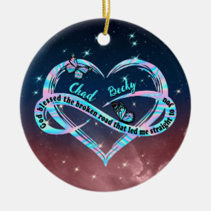 Gepersonaliseerde God zegende de gebroken weg die  Keramisch Ornament
