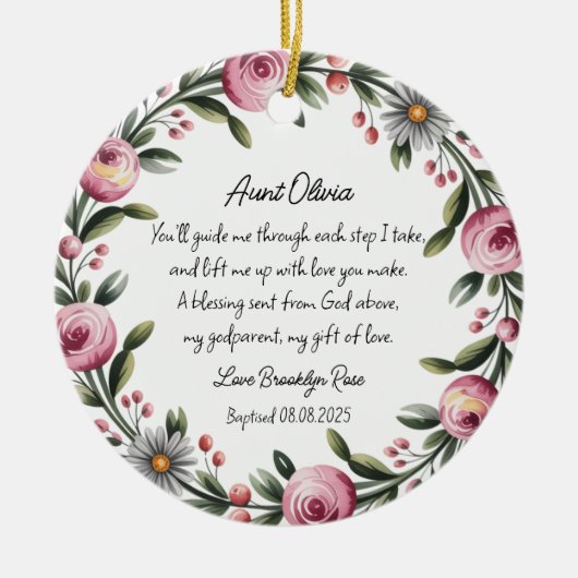 Gepersonaliseerde Godmother doop Dank u Ornament (Voorkant)