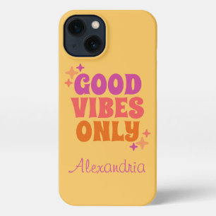 Gepersonaliseerde goede vibes geel iPhone 13 hoesje