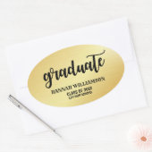 Gepersonaliseerde Gold Afstuderen van 2018 Ovale Sticker (Envelop)