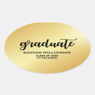 Gepersonaliseerde Gold Afstuderen van 2018 Ovale Sticker
