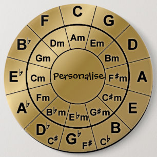 Gepersonaliseerde Gold Badge Music Lovers Chord Wh Ronde Button 6,0 Cm