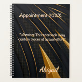Gepersonaliseerde Gold Black Dot Pattern Afspraak Planner (Voorkant)