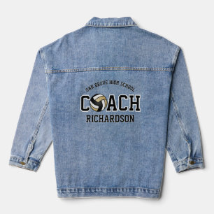 Gepersonaliseerde Gold Volleybal Coach Denim Jacket