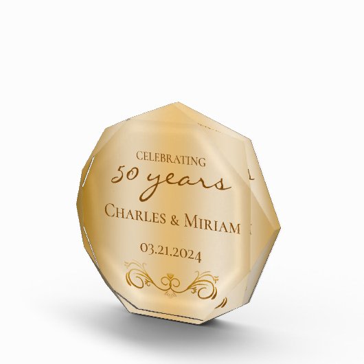 Gepersonaliseerde Golden 50th Wedding Jubileum Gif Fotoblokken (Rechts)