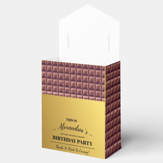 Gepersonaliseerde Golden Chocolate Snoep Bar Verja Bedankdoosjes (Geopend)