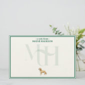 Gepersonaliseerde Golden Doodle Note Monogram Briefpapier (Staand voorkant)