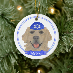 Gepersonaliseerde Golden Retriever Dog Chanoeka Keramisch Ornament