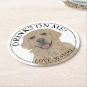 Gepersonaliseerde Golden Retriever Hond bruiloft Ronde Kartonnen Onderzetter (Gebogen)