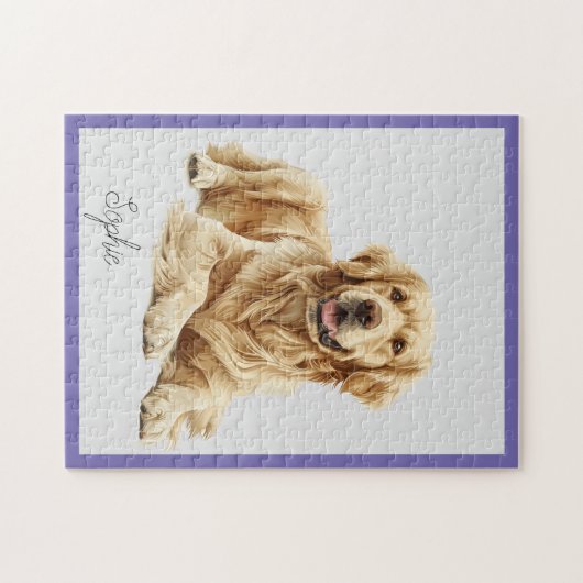 Gepersonaliseerde Golden Retriever Jigsaw Puzzel (Horizontaal)