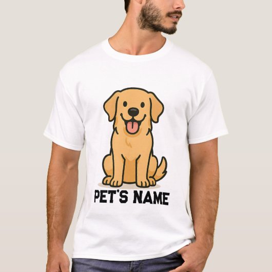 Gepersonaliseerde Golden Retriever T-shirt Hond Na (Voorkant)