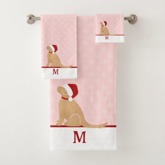 Gepersonaliseerde Golden Santa Hond Handdoek Set (Insitu)
