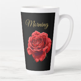 Gepersonaliseerde Golden Script Elegant Red Rose M Latte Mok