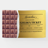 Gepersonaliseerde Golden Ticket Chocolade Party Spandoek (Horizontaal)