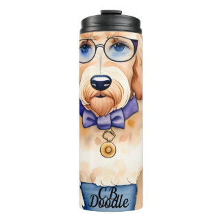 Gepersonaliseerde Goldendoodle Thermische Tumbler Thermosbeker