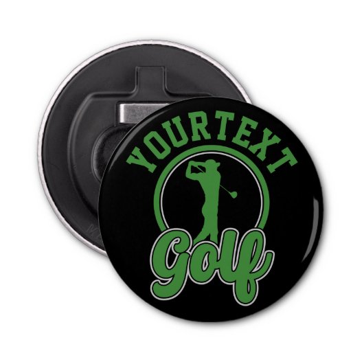 Gepersonaliseerde Golf ADD NAAM Retro Pro Golfer S Button Flesopener (Voorkant)