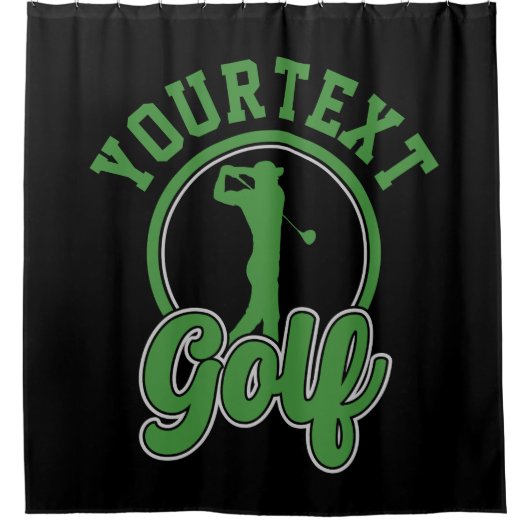 Gepersonaliseerde Golf ADD NAAM Retro Pro Golfer S Douchegordijn (Voorkant)