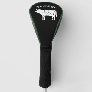Gepersonaliseerde golf driver cover met koe silhou