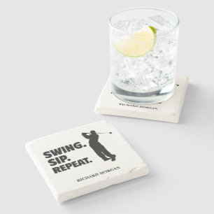 Gepersonaliseerde Golf Swing Sip Herhaal Stenen Onderzetter