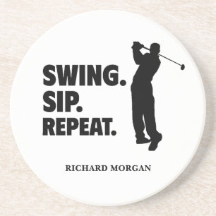 Gepersonaliseerde Golf Swing Sip Herhaal Zandsteen Onderzetter