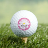 Gepersonaliseerde golfballen met roze daisy bloem (Insitu Shirt)