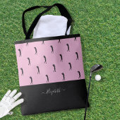 Gepersonaliseerde Golfer Modern Silhouette Pink Bl Draagtas