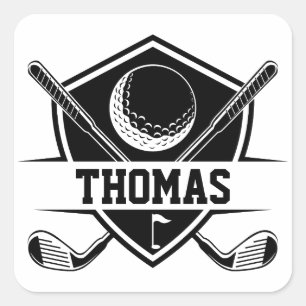 Gepersonaliseerde golfliefhebber vierkante sticker