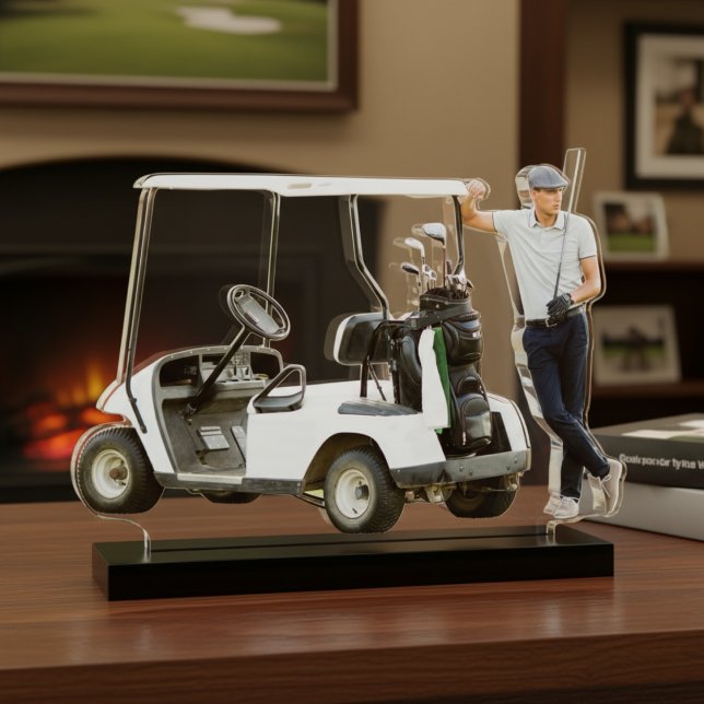Gepersonaliseerde golfspeler Foto beeldje (Personalized Golf Player Photo Statuette)