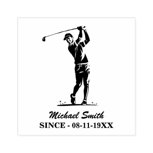 Gepersonaliseerde golfspeler Golfen Rubberstempel (Afrduk)