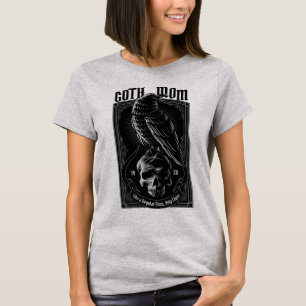 Gepersonaliseerde Gothic Mam, Raven & Skull T-Shir T-shirt