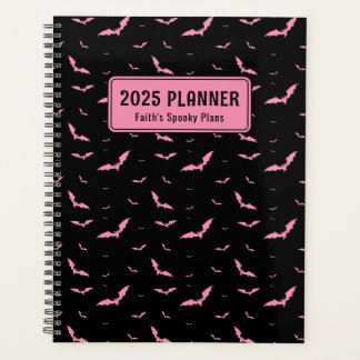 Gepersonaliseerde Gothic Pink & Black Bat Patroon Planner