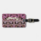 Gepersonaliseerde Gothic Roze Ornament & Sk Bagagelabel (Voorkant horizontaal)