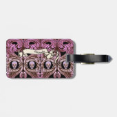 Gepersonaliseerde Gothic Roze Ornament & Sk Bagagelabel (Achterkant horizontaal)