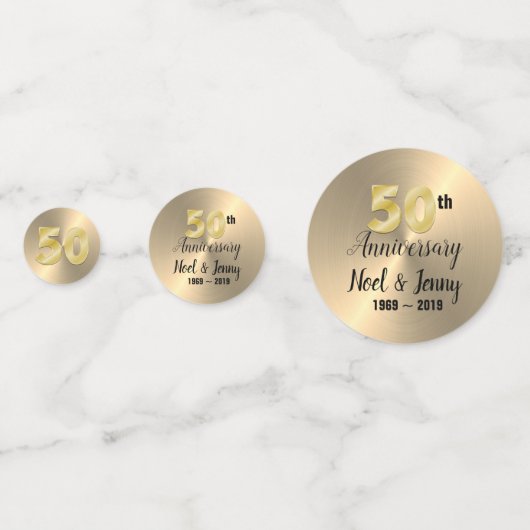 Gepersonaliseerde gouden 50e Jubileum tafel Confetti (Achterkanten)