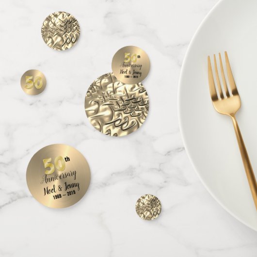 Gepersonaliseerde gouden 50e Jubileum tafel Confetti (Groep)