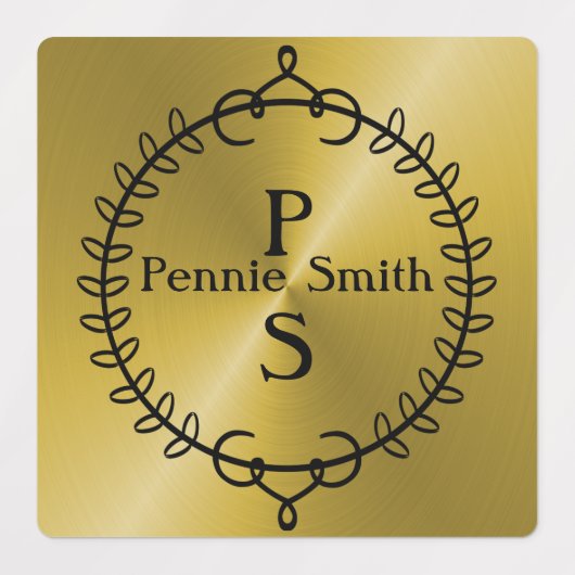 Gepersonaliseerde Gouden Aangepaste Vinyl Monogram Labels (Design 2)