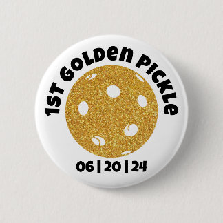 Gepersonaliseerde gouden augurk gouden pickleball  ronde button 5,7 cm