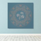 Gepersonaliseerde Gouden Blauwgroen Rococo Lotus D Canvas Afdruk (Insitu (Houten vloer))