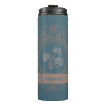 Gepersonaliseerde Gouden Blauwgroen Rococo Lotus D