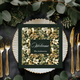 Gepersonaliseerde Gouden Bloemen Servetten Shabby 