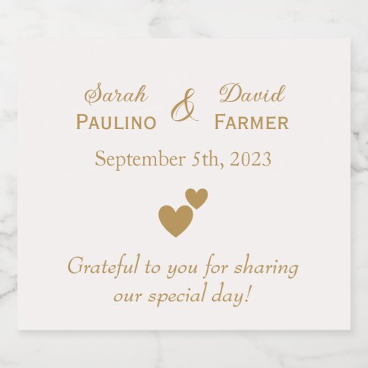 Gepersonaliseerde gouden bruiloft harten sparkling wijnetiket (Enkel label)