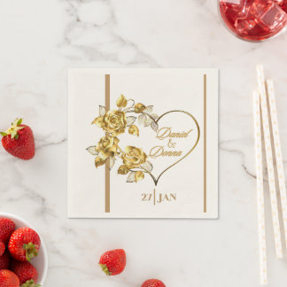 Gepersonaliseerde gouden bruiloft servetten