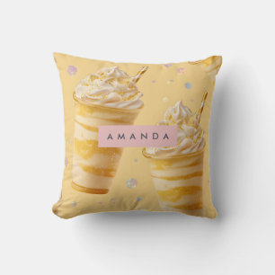 Gepersonaliseerde Gouden Caramel Swirl Milkshake Kussen