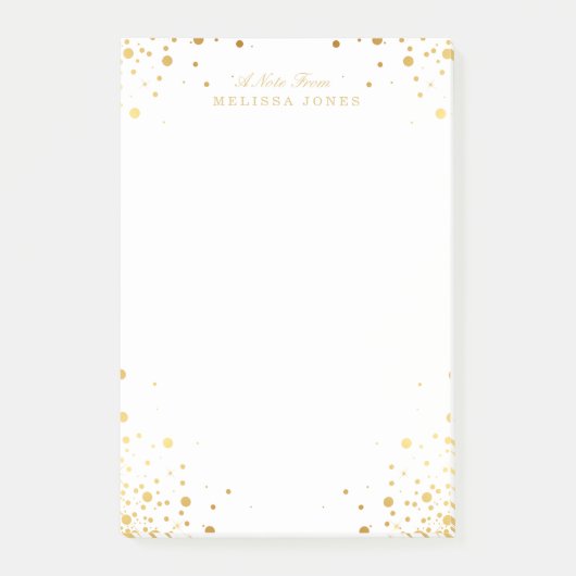 Gepersonaliseerde gouden Confetti Stippen Post-it® Notes (Voorkant)