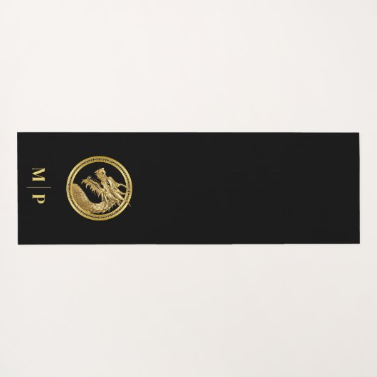 Gepersonaliseerde gouden draak-monogram- yogamat (Achterkant (horizontaal))