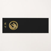 Gepersonaliseerde gouden draak-monogram- yogamat (Voorkant (horizontaal))