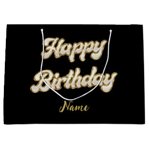 Gepersonaliseerde gouden elegante Happy Birthday G Groot Cadeauzakje