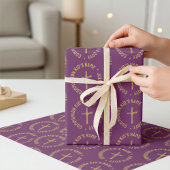 Gepersonaliseerde gouden en druivenrode magenta co cadeaupapier