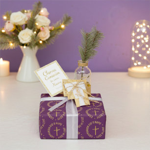 Gepersonaliseerde gouden en druivenrode magenta co cadeaupapier