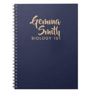 gepersonaliseerde gouden en marinemonogram notitieboek